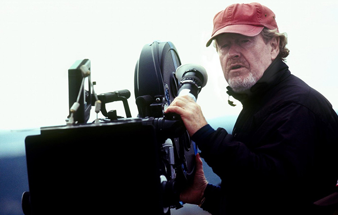 Ridley Scott on the movie set