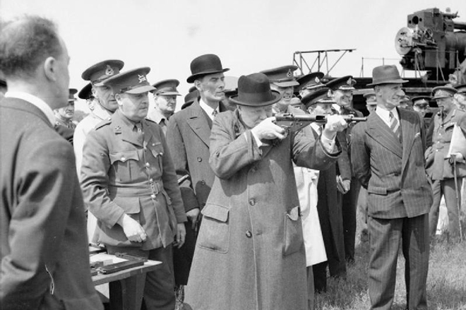 Winston Churchill with a rifle