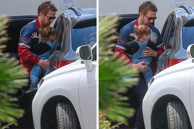 Ryan Gosling with his daughter