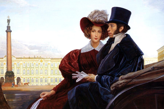 Alexander Pushkin with his wife