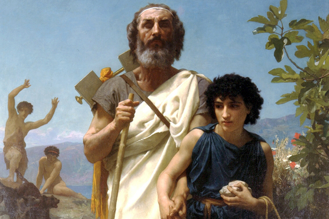 Blind Homer with a guide. Artist William Bouguereau
