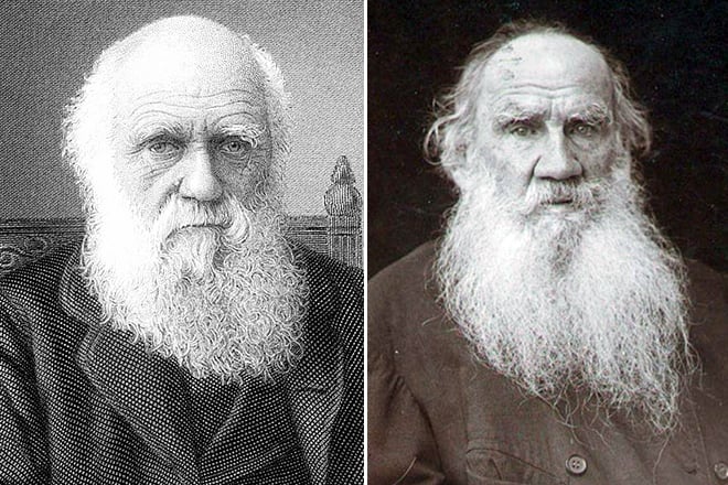 Charles Darwin and Leo Tolstoy