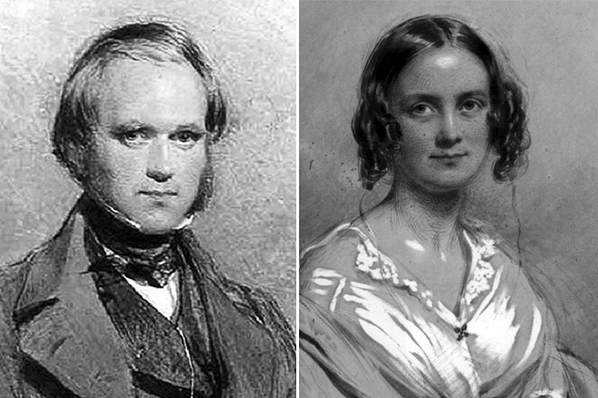 Charles Darwin with his wife