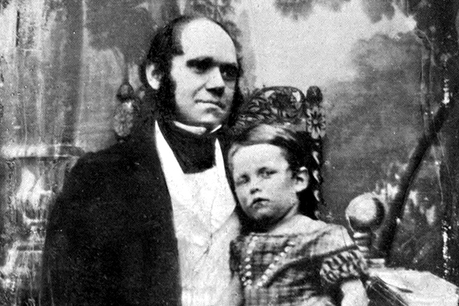 Charles Darwin with his daughter