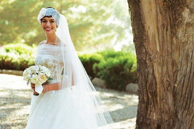 Anne Hathaway in a wedding dress