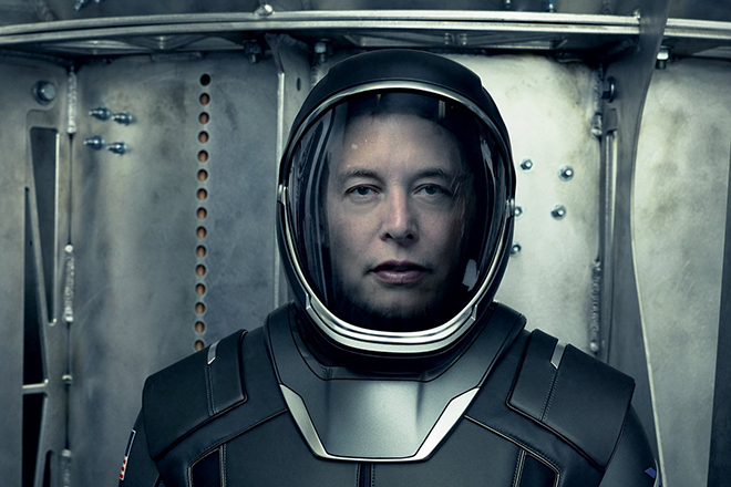 Elon Musk in the space suit of "SpaceX" company