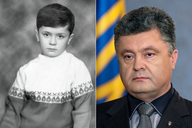 Petro Poroshenko in his childhood and nowadays