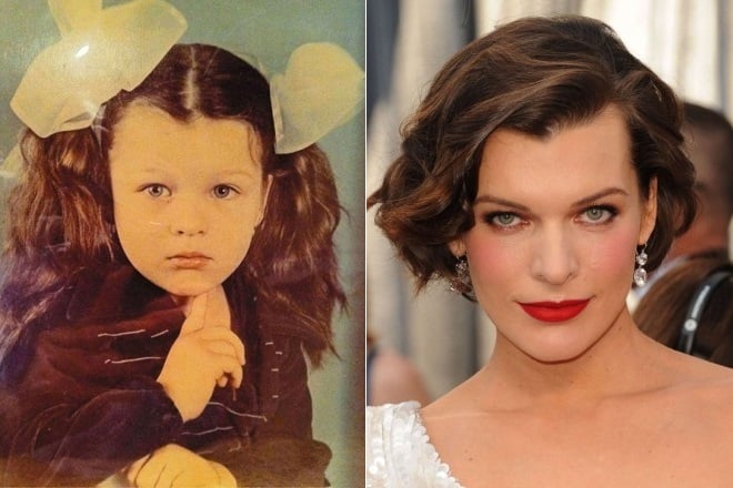 Milla Jovovich in childhood and now