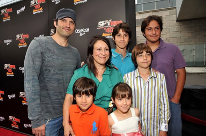 Robert Rodriguez with his wife and children