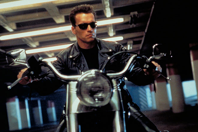 Arnold Schwarzenegger in the movie “Terminator”