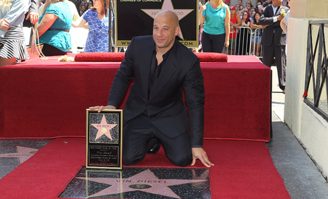 Receiving a star on the Hollywood Walk of Fame