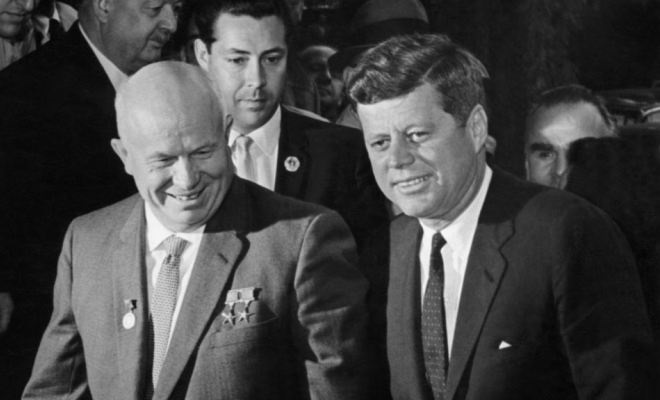 Nikita Khrushchev and John Kennedy