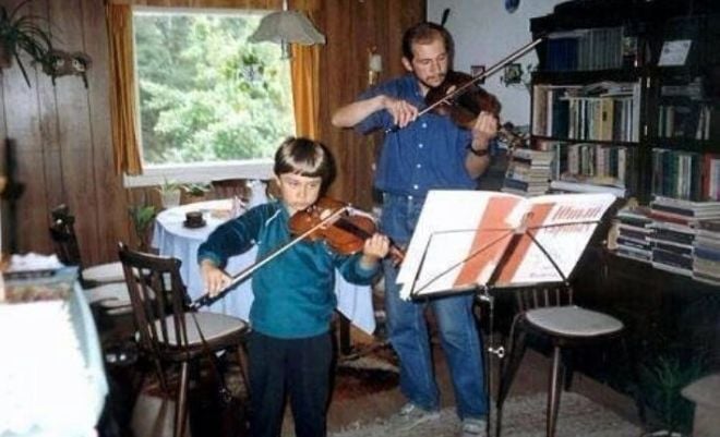 Alexander Rybak in childhood with his father