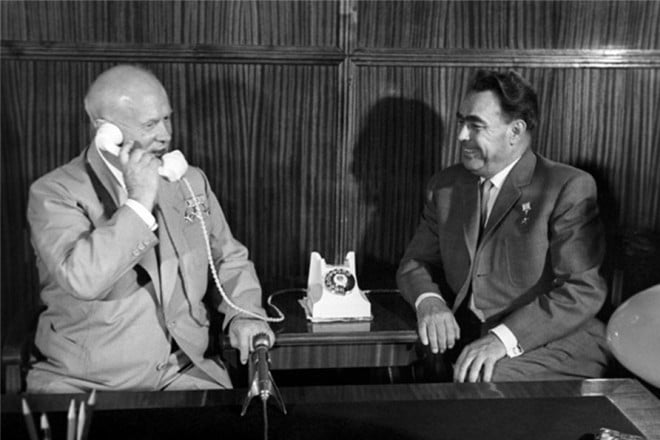 Nikita Khrushchev and Leonid Brezhnev, 1962