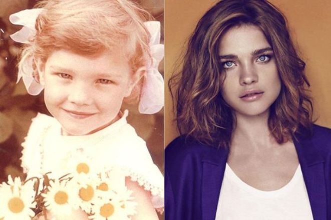 Natalia Vodianova in her childhood and at present