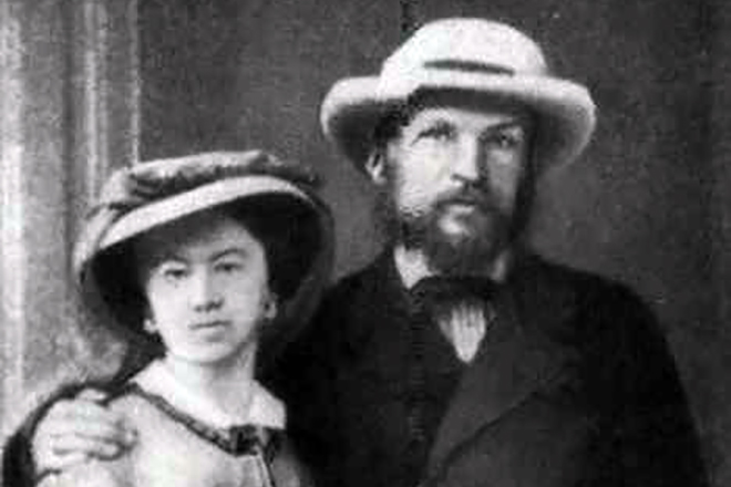 Dmitri Mendeleev with his first wife
