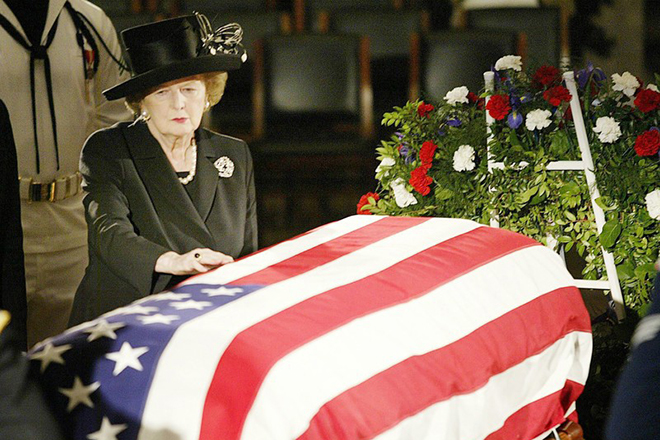 Nancy Reagan at her husband’s funeral