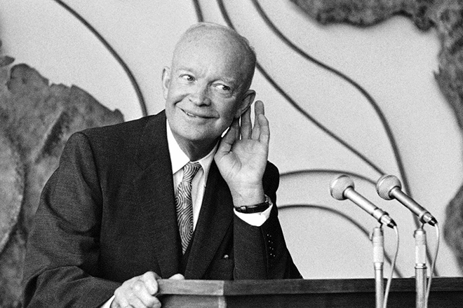 Dwight Eisenhower in the stands