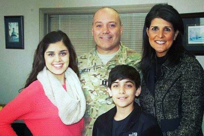 Nikki Haley with her husband and children