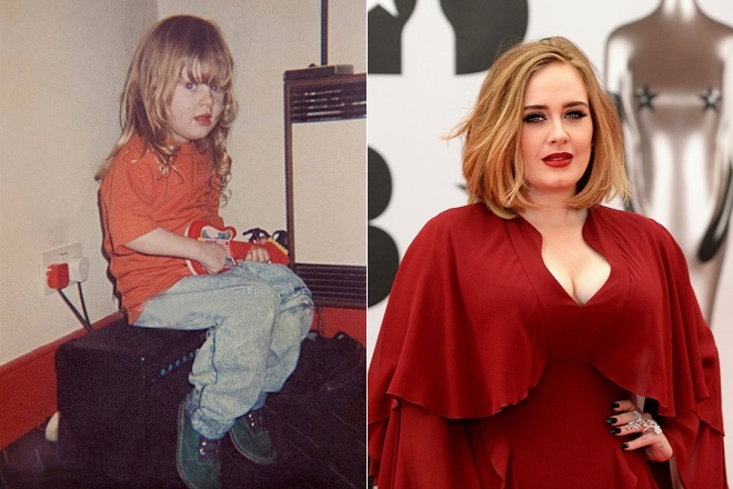 Adele in her childhood and nowadays
