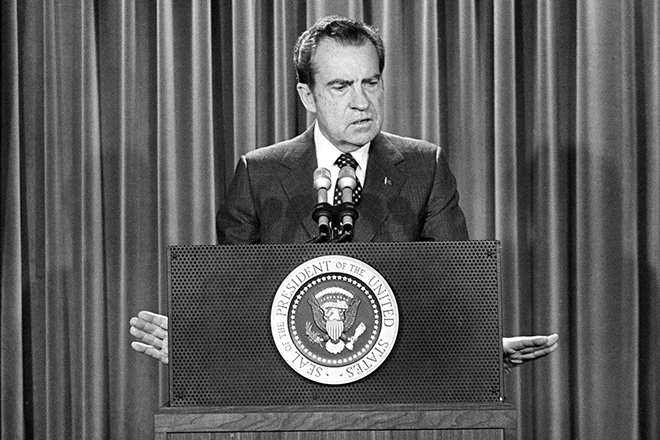 Richard Nixon delivering a speech