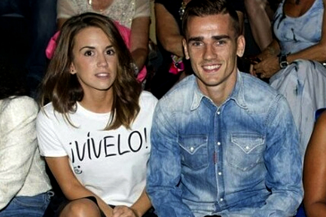 Antoine Griezmann with his wife