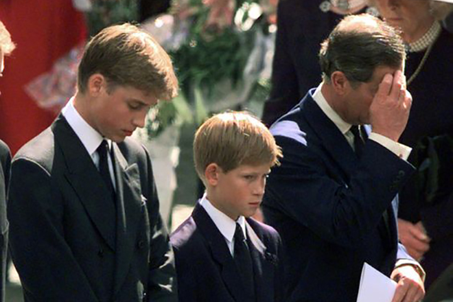 Prince William at his mother's funeral