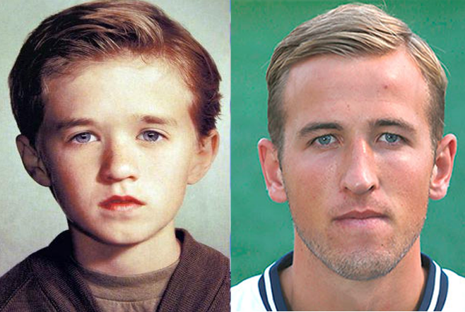 Harry Kane in his childhood and now