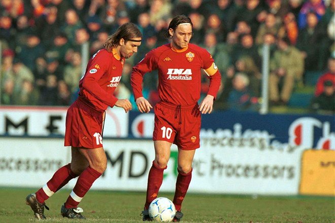 Francesco Totti and Gabriel Batistuta
