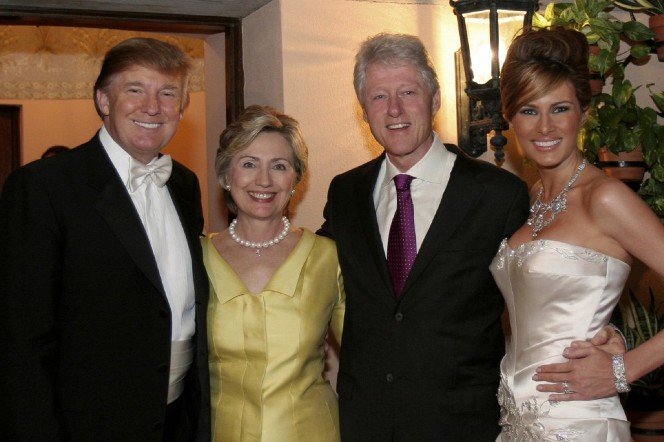 Donald Trump, Hilary Clinton, Bill Clinton, and Melania Trump