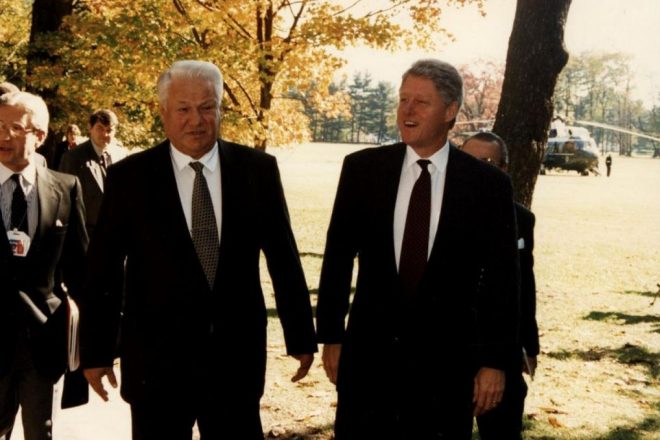 Boris Yeltsin and Bill Clinton