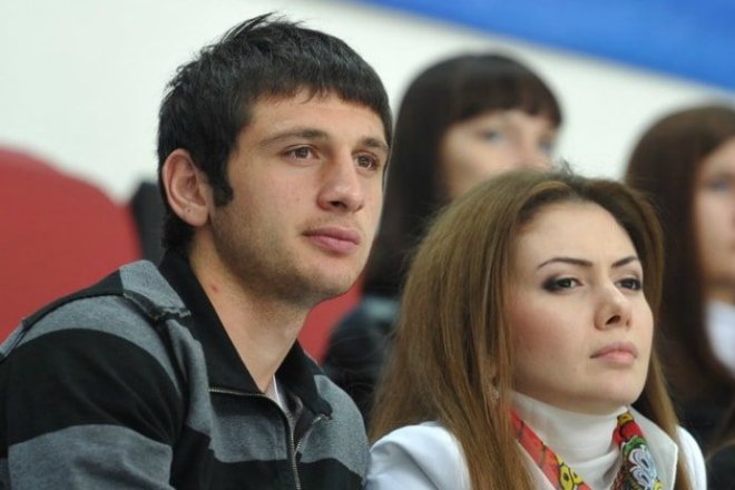 Alan Dzagoev with his wife