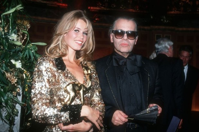 Claudia Schiffer and Karl Lagerfeld