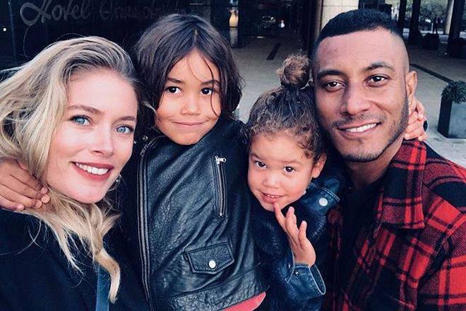 Doutzen Kroes with her husband and children