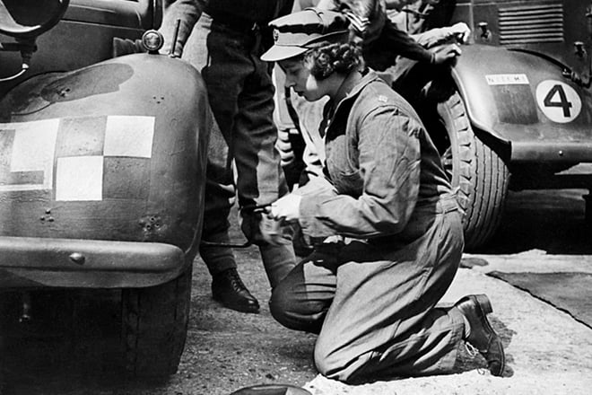 During the Second World War, the future Queen drove and repaired cars