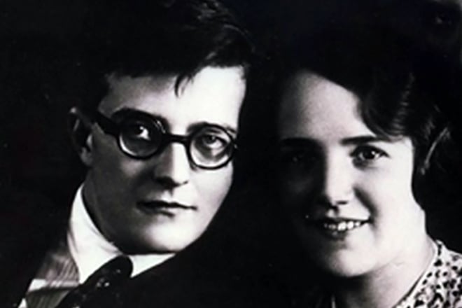 Dmitry Shostakovich with his first wife Nina Varzar