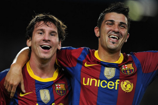 David Villa and Lionel Messi
