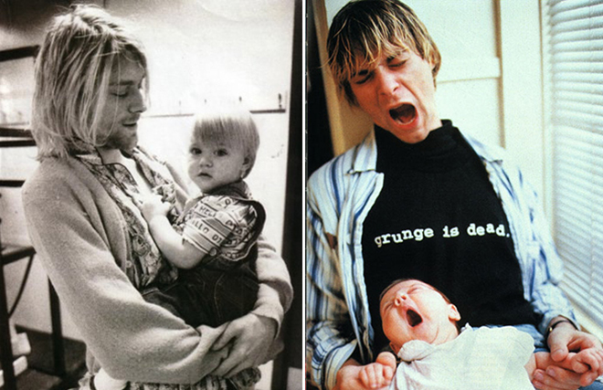 Kurt Cobain with his daughter