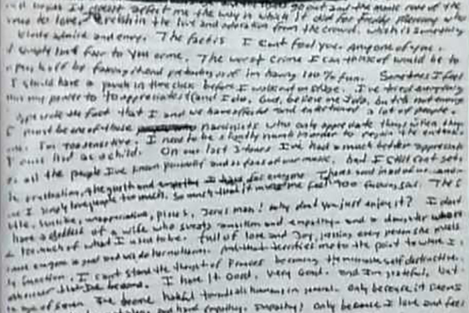 A part of Kurt Cobain’s suicidal note