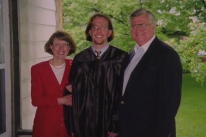 Young Ed Helms with his parents