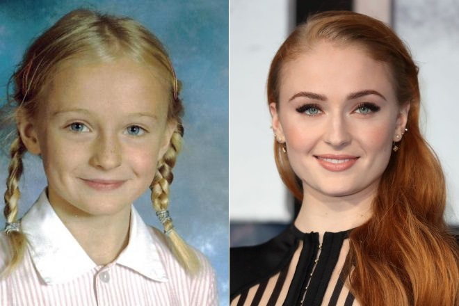 Sophie Turner in her childhood and today