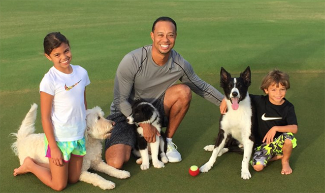 Tiger Woods with his children