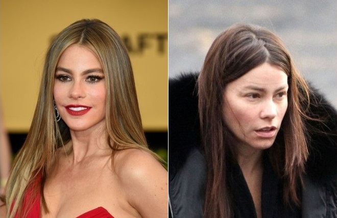 Sofía Vergara without make-up (right)