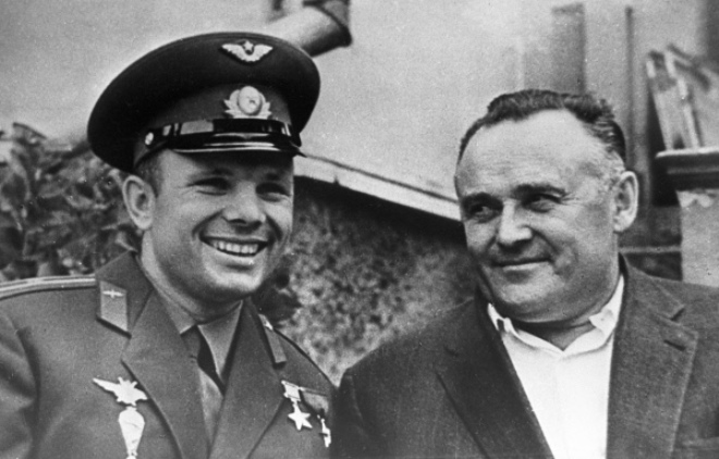 Yuri Gagarin and Sergei Korolev