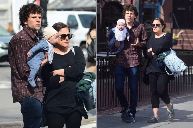 Jesse Eisenberg and Anna Strout with their son