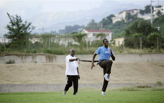 Usain Bolt at training