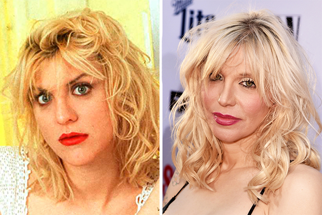 Courtney Love in her youth and nowadays