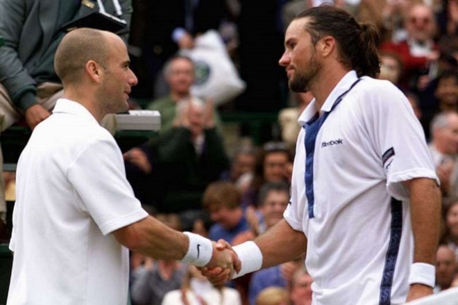 Andre Agassi and Patrick Rafter