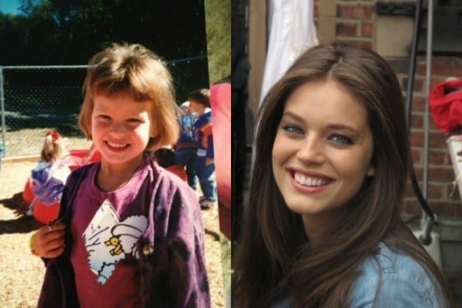 Emily DiDonato in childhood and today