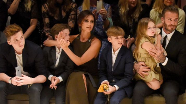Victoria Beckham with her husband and children